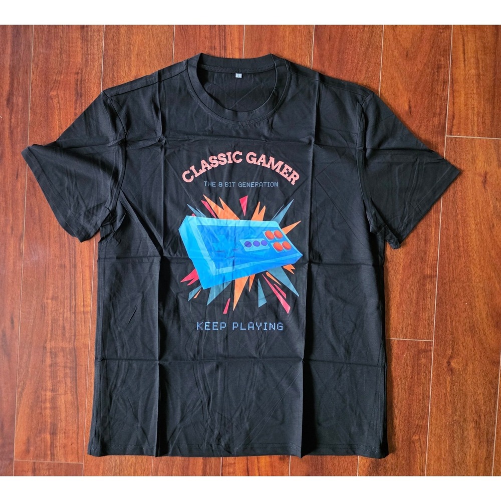 Classic Gamer Retro Controller Graphic Tee Black Youth Large